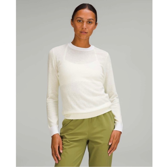 Lululemon - Silk-Blend Crewneck Sweater in Lemon Sorbet - Picture 1 of 6